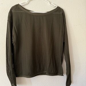 Lululemon Olive Green Striped Sheer Women's Top